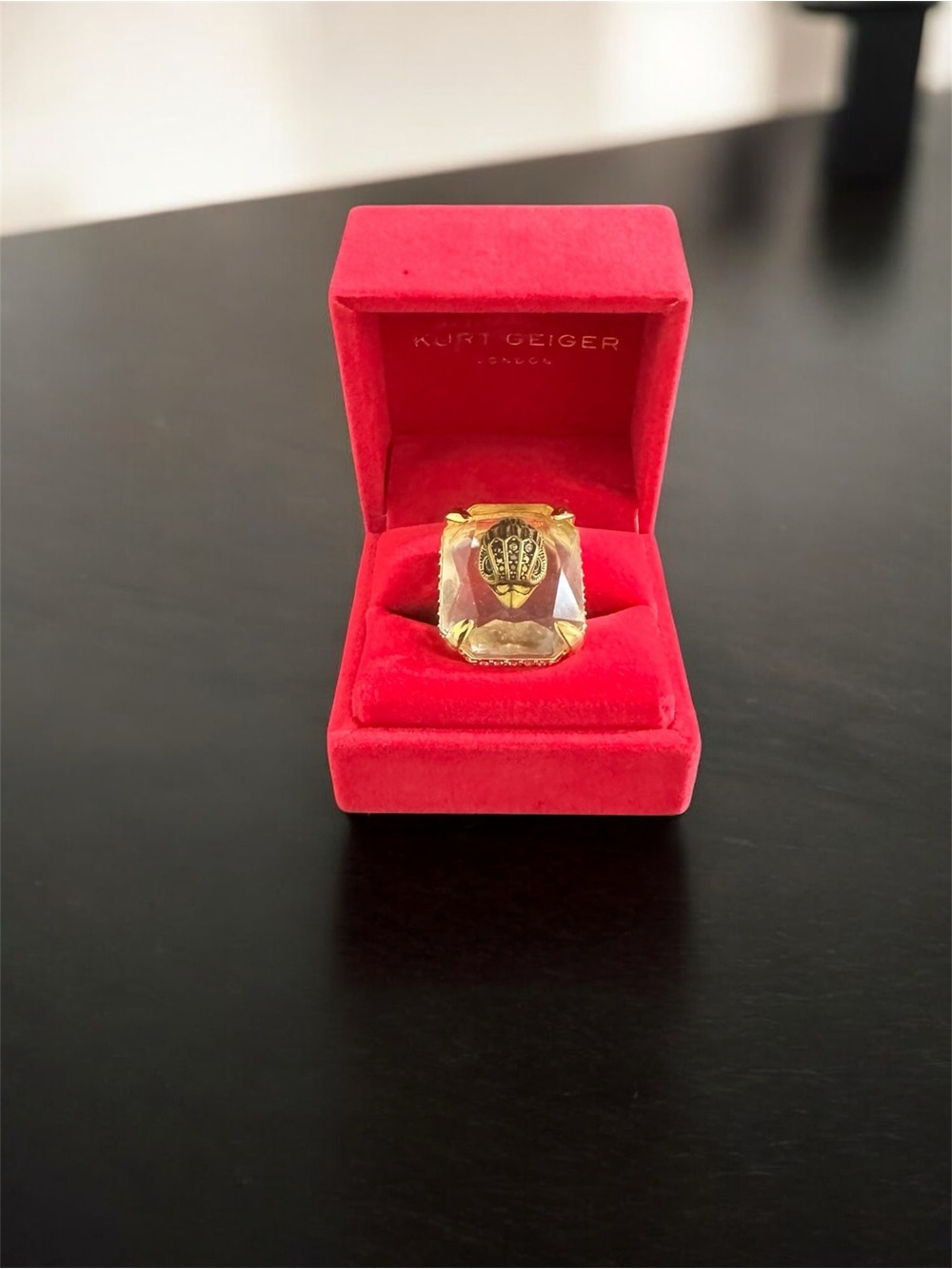Kurt Geiger Gold Crystal Eagle Ring